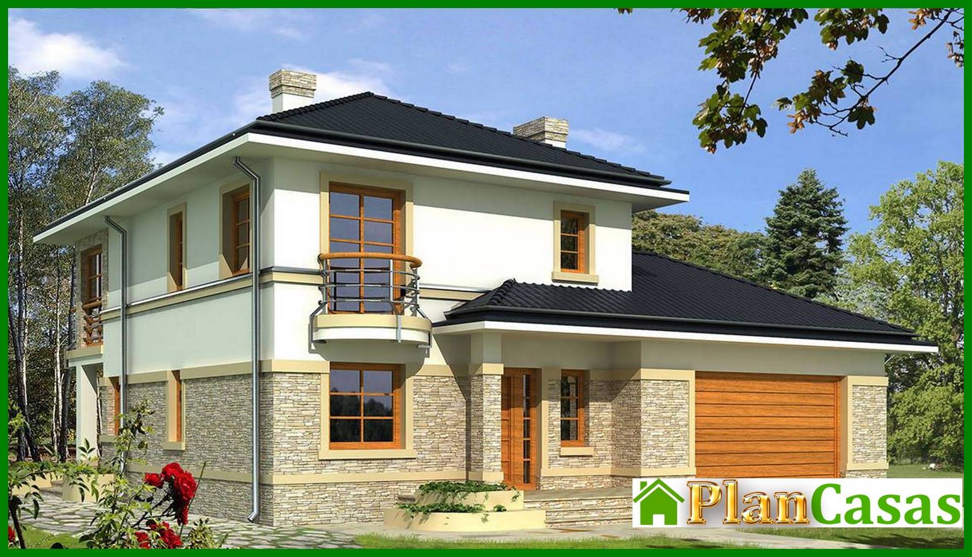 Project of the original two-story residential building with semicircular balconies and terraces