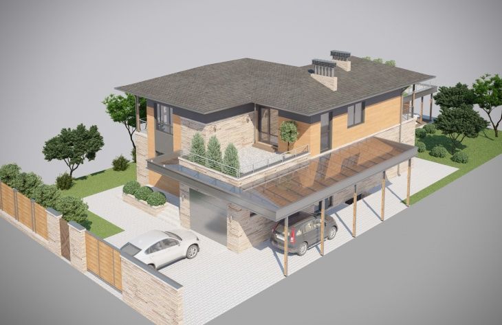 Galería de visualizaciones - Mansión de dos plantas