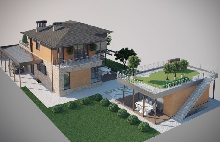 Galería de visualizaciones - Mansión de dos plantas