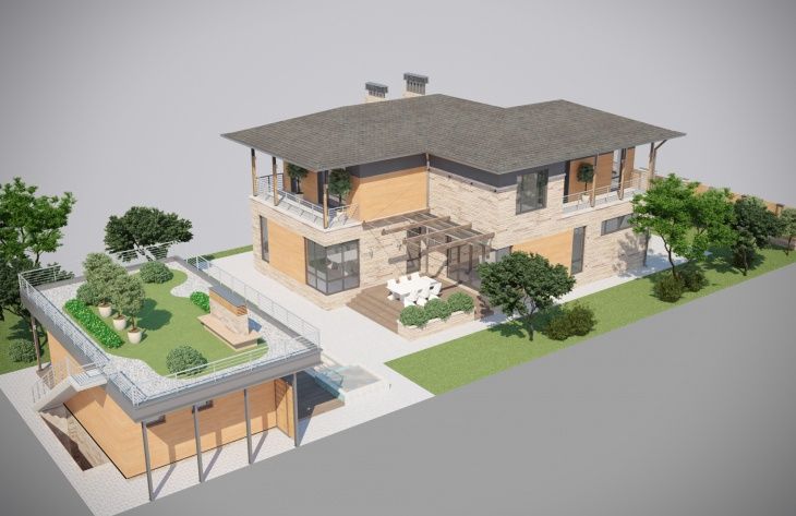 Galería de visualizaciones - Mansión de dos plantas