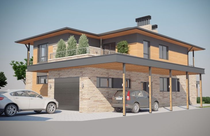 Galería de visualizaciones - Mansión de dos plantas