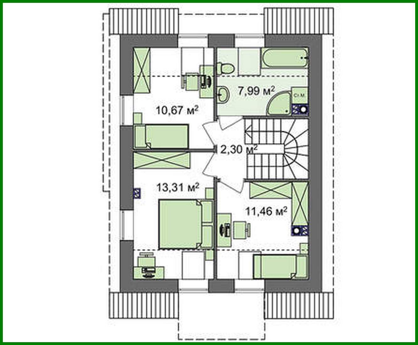 Visualization gallery - The project of an economical house for a narrow plot