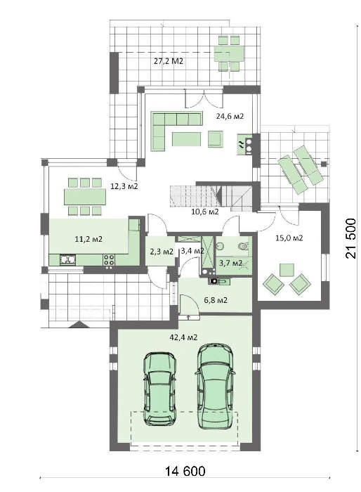 Visualization gallery - Two-story house with a comfortable sitting area