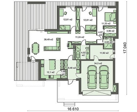 Galería de visualizaciones - Increíble casa de una planta con una distribución única