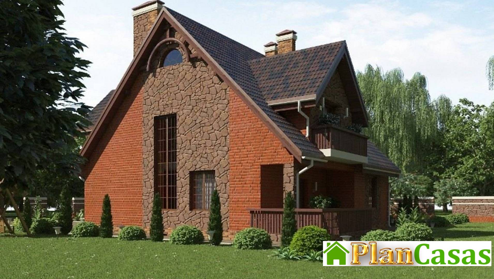 Visualization gallery - Original project of a beautiful cottage with a brick facade