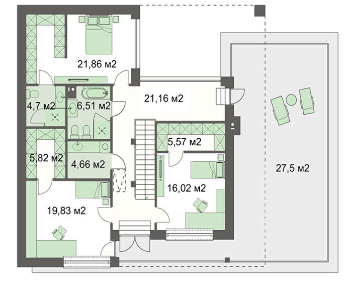 Galería de visualizaciones - Edificio residencial moderno en color oscuro