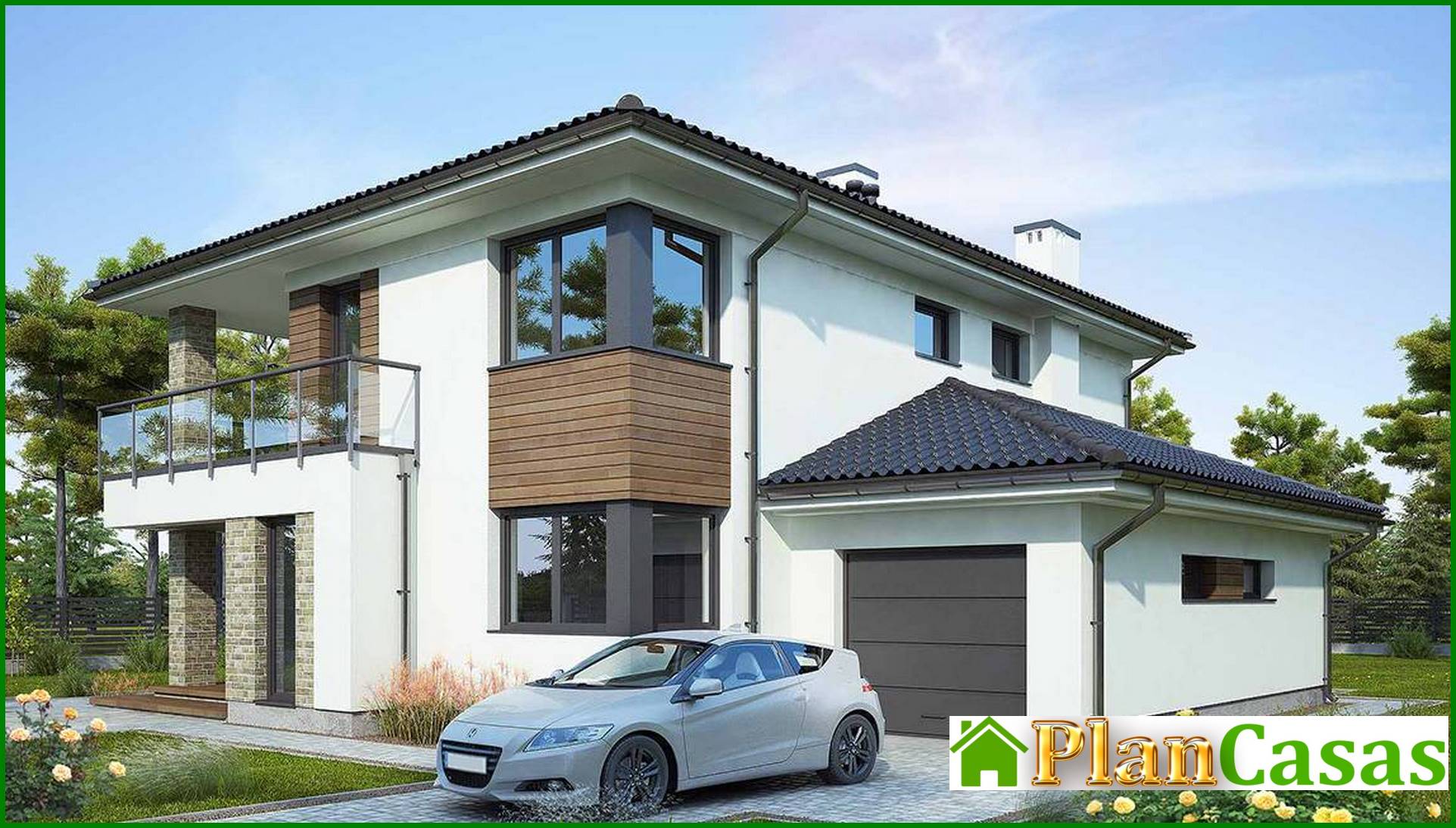 Chic house with glazed balconies and terraces