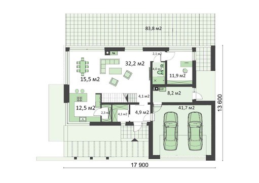 Galería de visualizaciones - Edificio residencial de dos plantas con amplias verandas