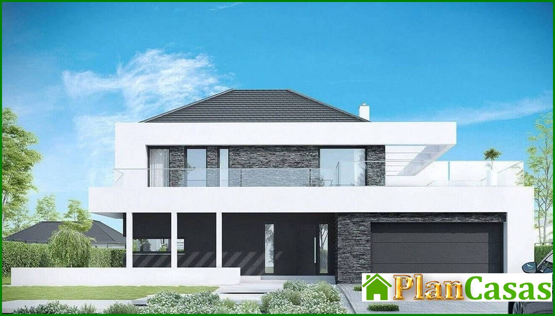 Galería de visualizaciones - Edificio residencial de dos plantas con amplias verandas