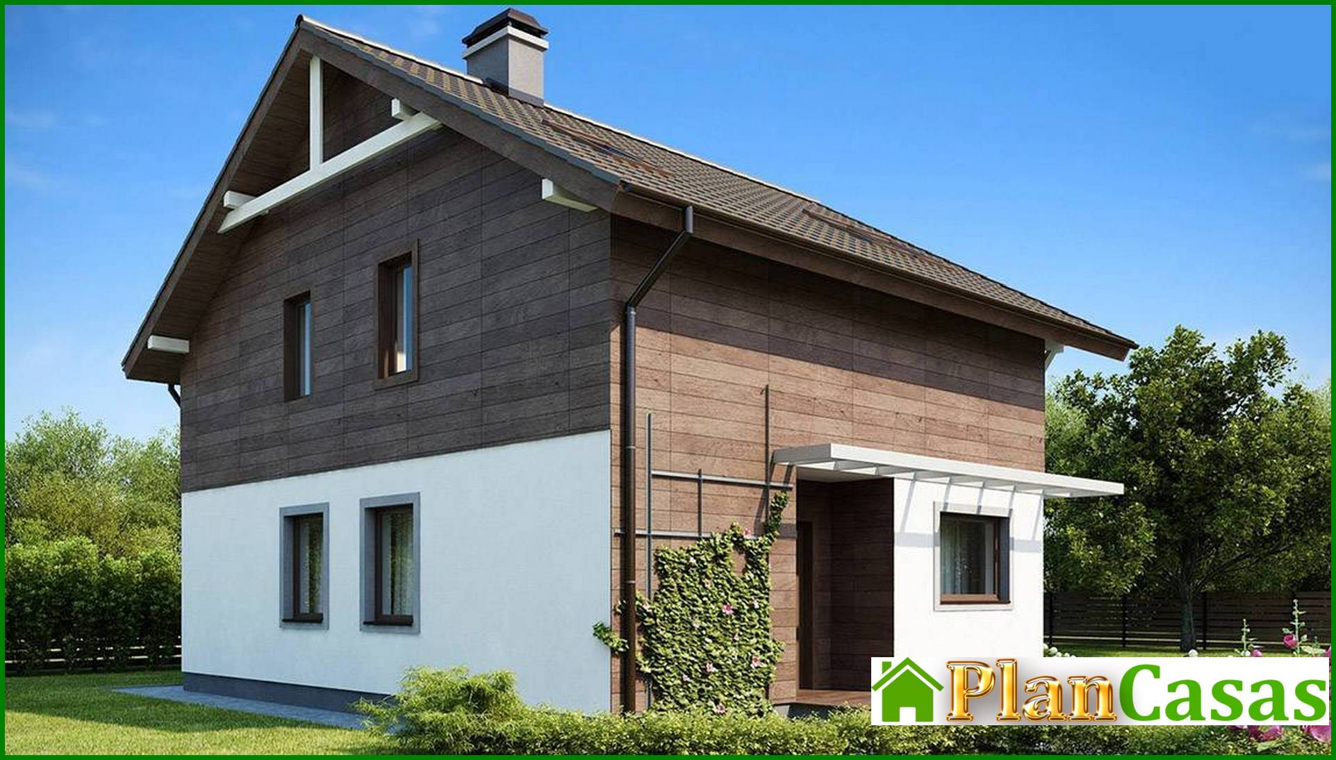 Galería de visualizaciones - Proyecto de una casa de dos plantas con acristalamiento panorámico