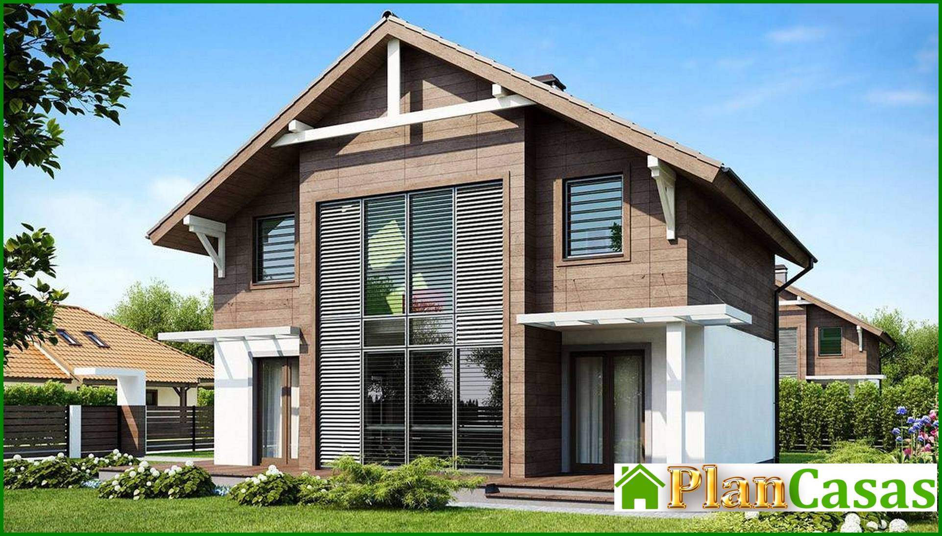 Galería de visualizaciones - Proyecto de una casa de dos plantas con acristalamiento panorámico