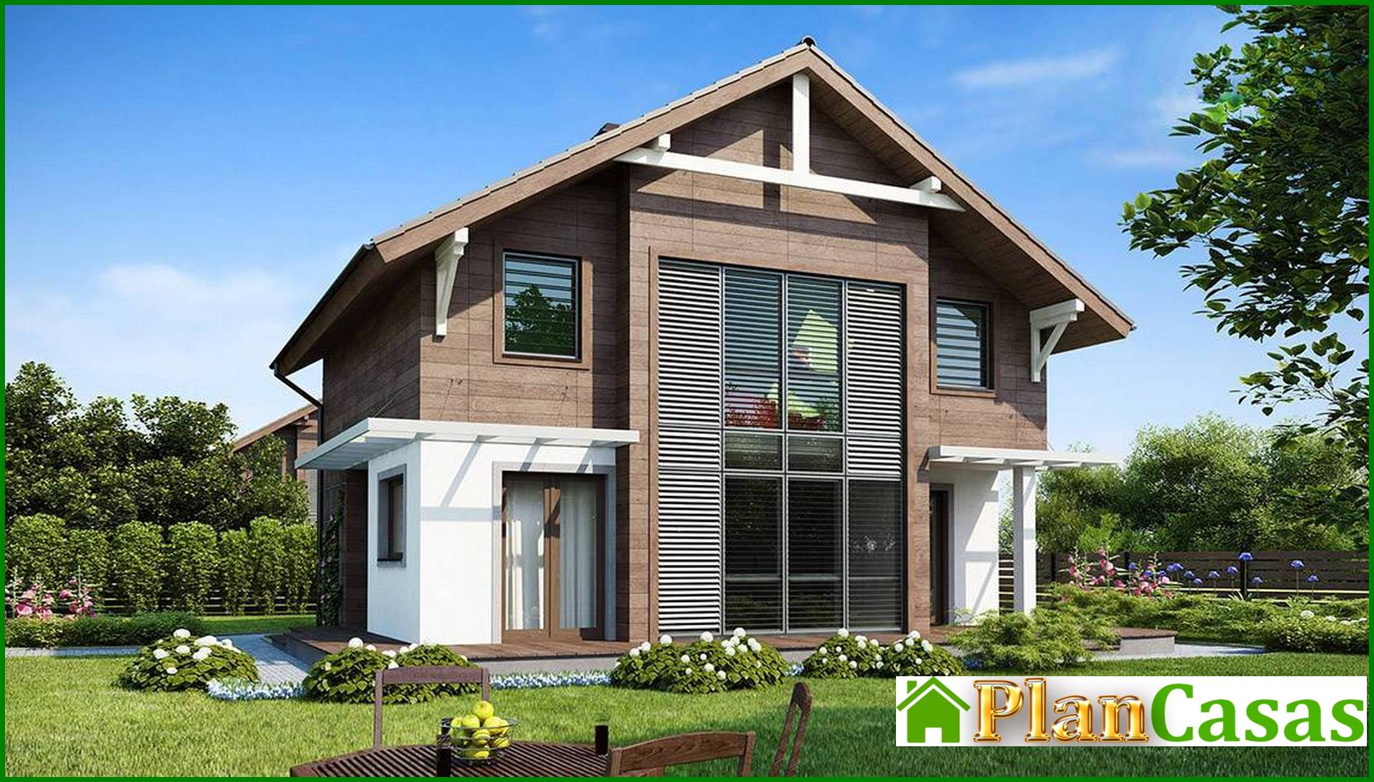 Proyecto de una casa de dos plantas con acristalamiento panorámico