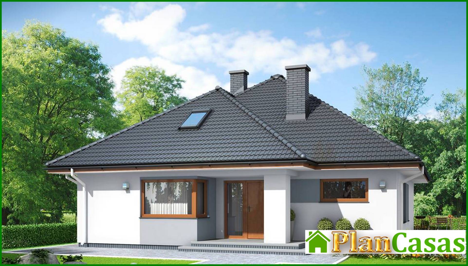 Visualization gallery - One-storey cottage with access from the living room to the veranda