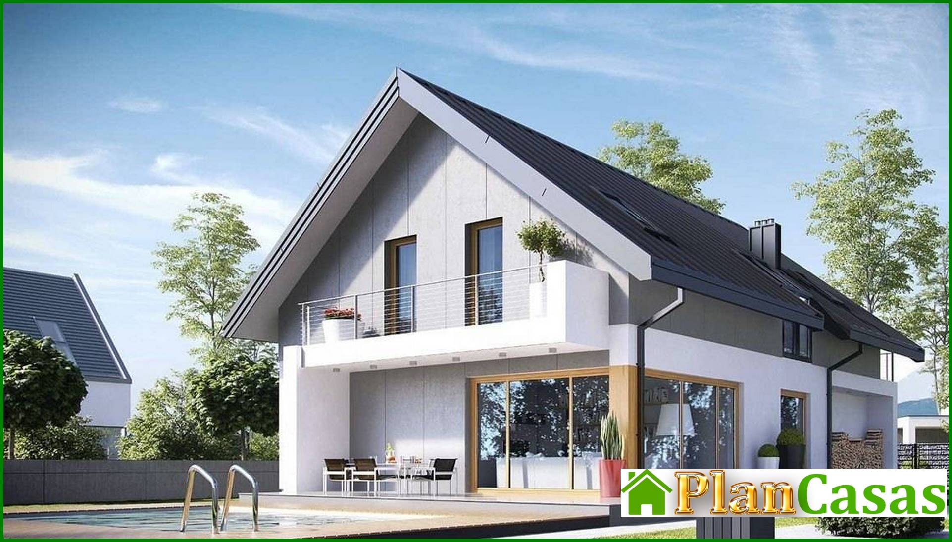 Visualization gallery - Two-storey stylish house with two balconies