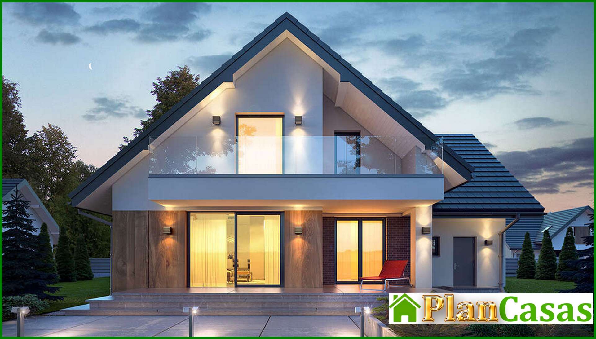 Project of a modern house with an attic