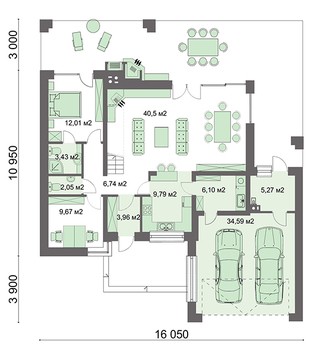 Visualization gallery - Two-story apartment with two bedrooms on the ground floor