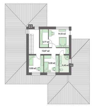 Visualization gallery - Two-story apartment with two bedrooms on the ground floor
