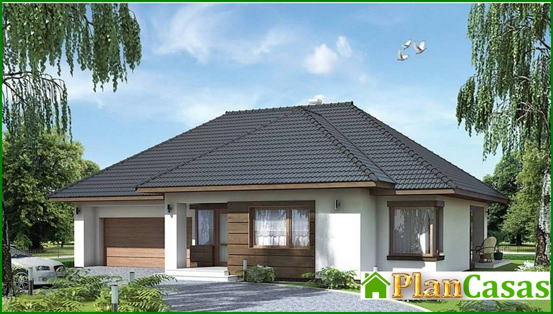 One-story residential building, divided into day and night zones