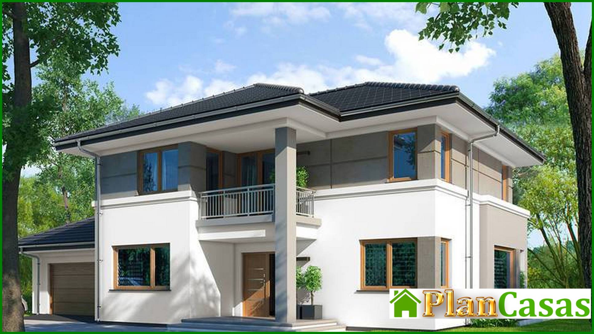 Galería de visualizaciones - Casa moderna de dos plantas en estilo clásico