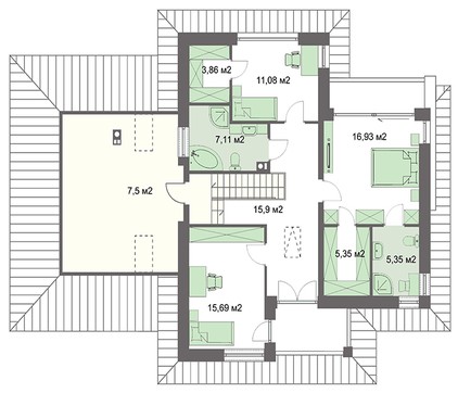 Galería de visualizaciones - Casa moderna de dos plantas en estilo clásico