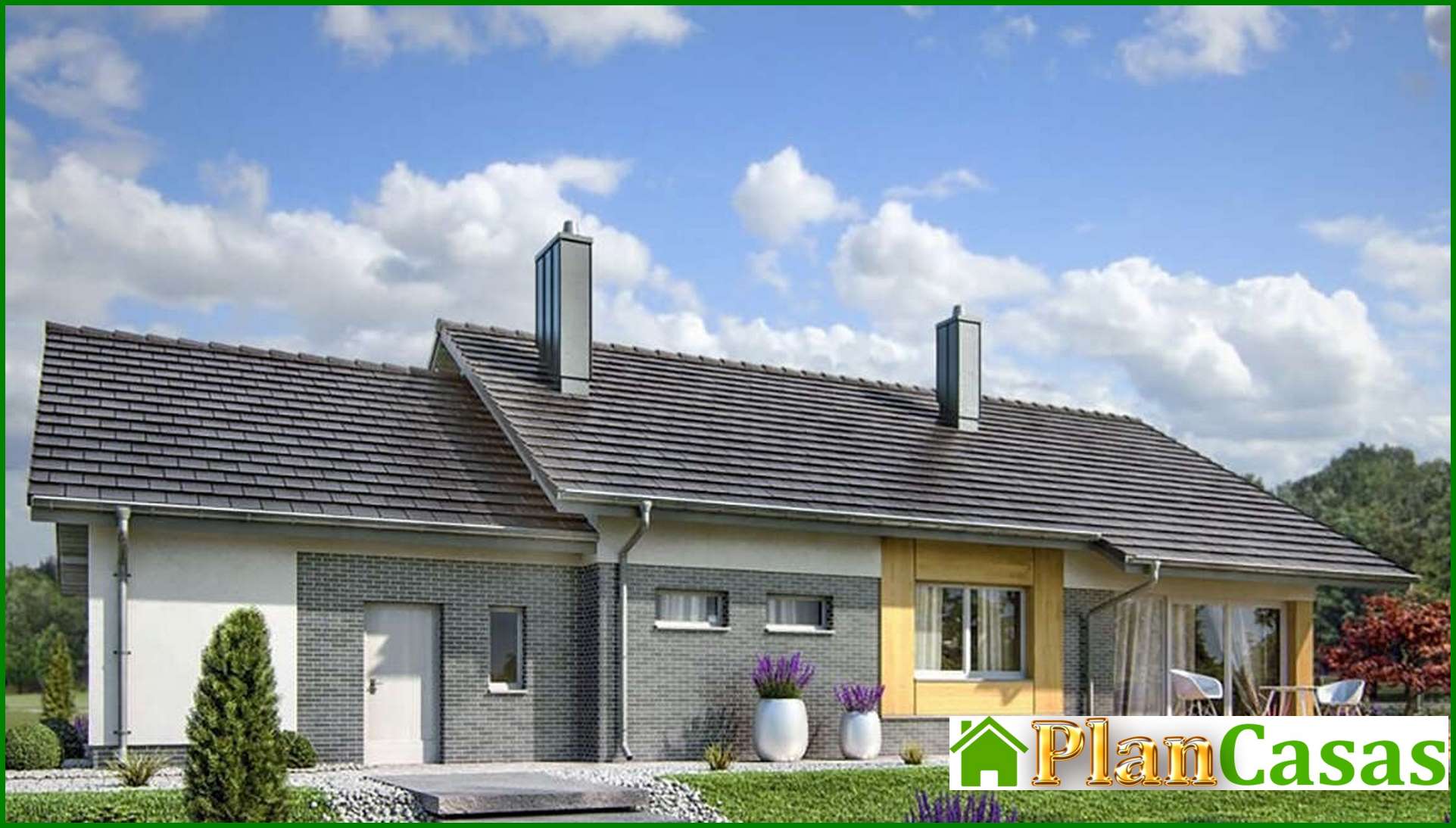 Galería de visualizaciones - Proyecto de casa de una planta con garaje para dos coches