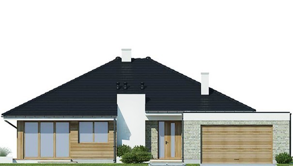 Visualization gallery - One-story house with huge windows in the living room