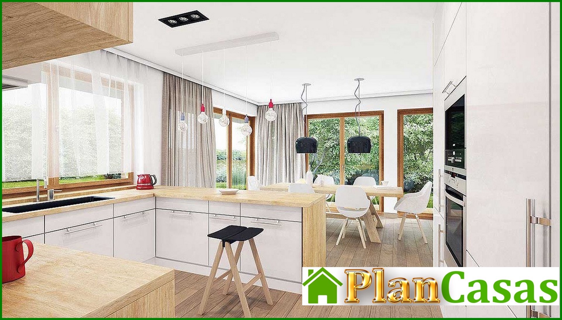 Visualization gallery - One-story house with huge windows in the living room