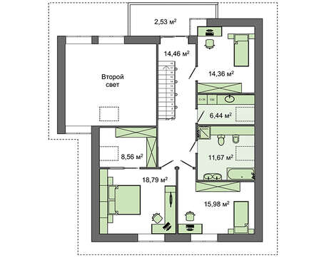 Visualization gallery - The project of a two-story cottage with a second light
