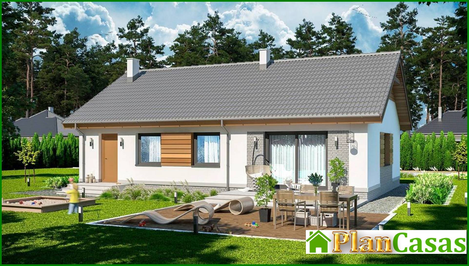 One-storey house with a living area of 100 squares