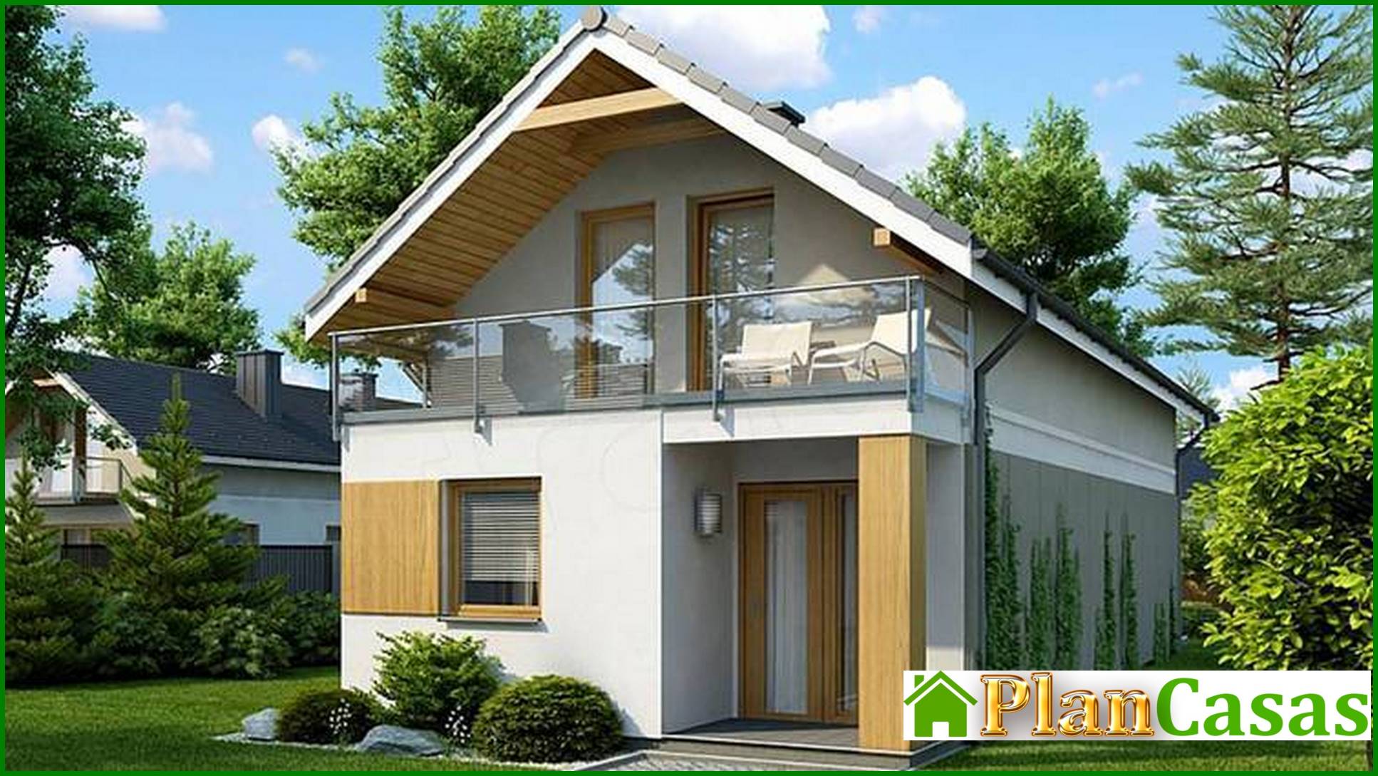 Galería de visualizaciones - Casa de dos plantas con balcones para un terreno estrecho