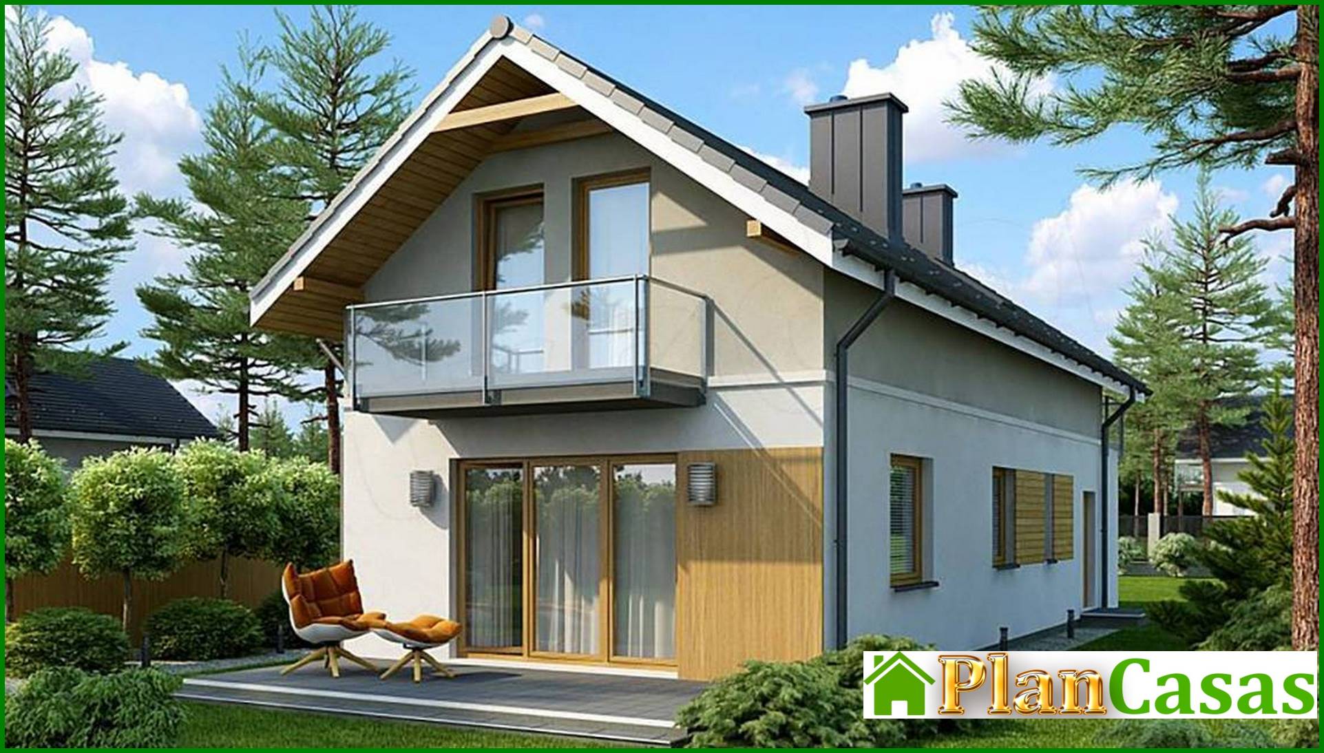 Galería de visualizaciones - Casa de dos plantas con balcones para un terreno estrecho