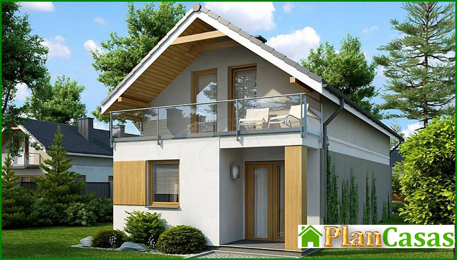 Casa de dos plantas con balcones para un terreno estrecho