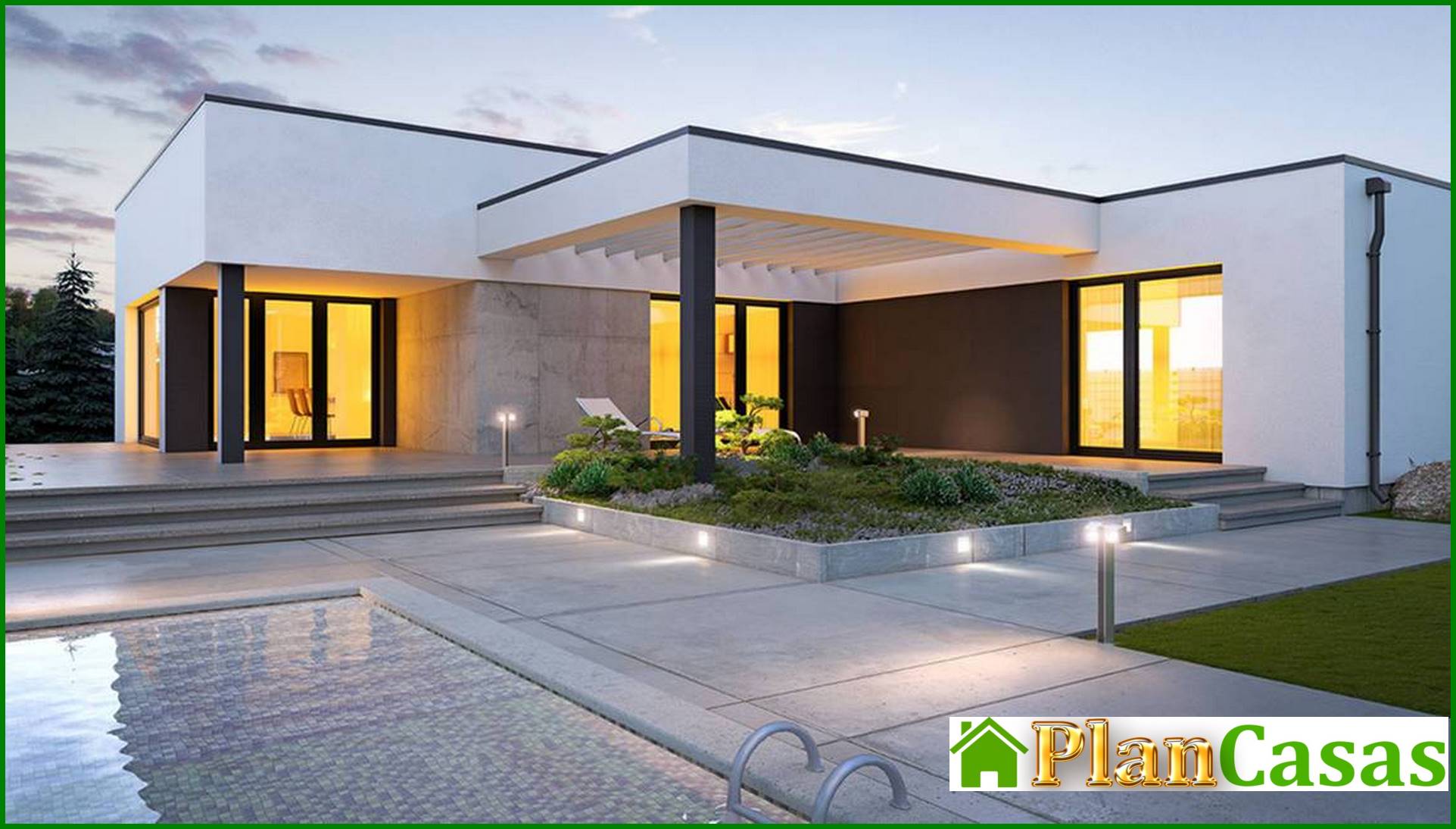 Modern one-story snow-white cottage