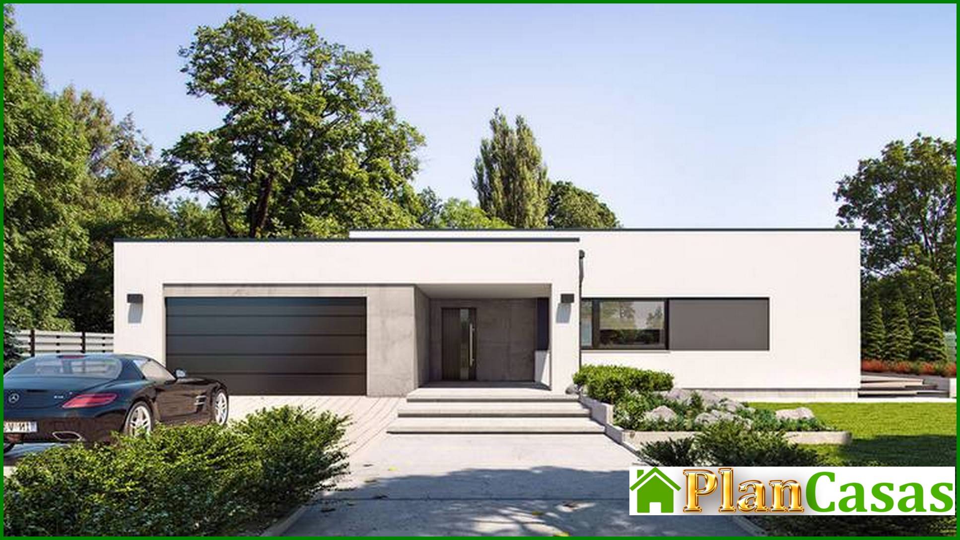 Visualization gallery - Modern one-story snow-white cottage