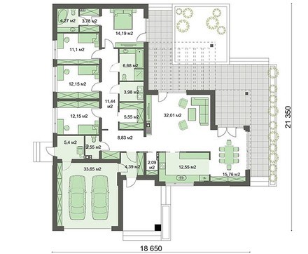 Visualization gallery - Modern one-story snow-white cottage