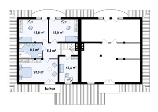 Visualization gallery - The project of a cottage for two families with a garage and an attic