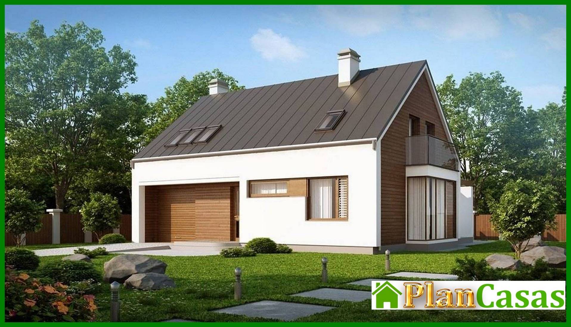 Galería de visualizaciones - Proyecto de una casa cómoda con garaje