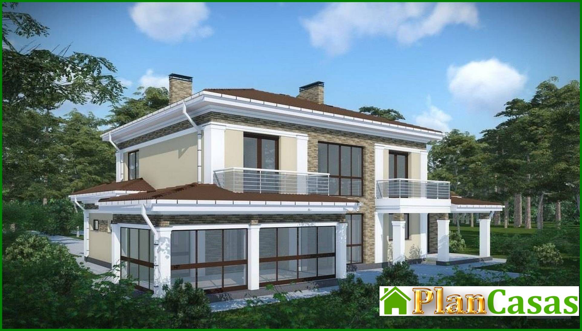 Galería de visualizaciones - Proyecto de cómoda casa de campo con garaje para dos familias