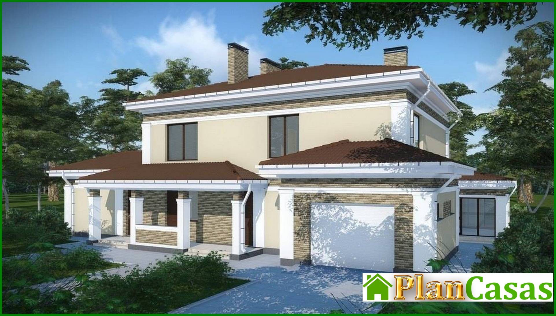 Galería de visualizaciones - Proyecto de cómoda casa de campo con garaje para dos familias