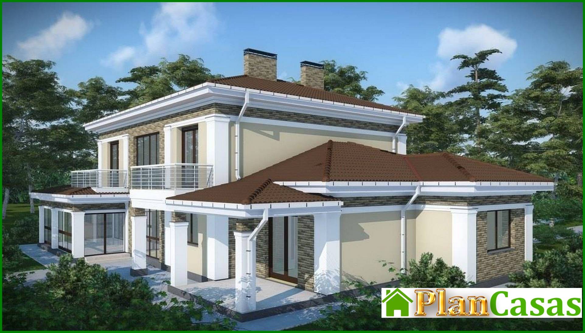 Galería de visualizaciones - Proyecto de cómoda casa de campo con garaje para dos familias