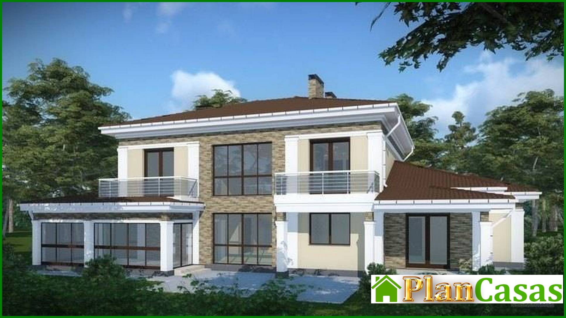 Proyecto de cómoda casa de campo con garaje para dos familias