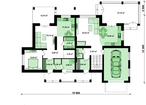 Galería de visualizaciones - Proyecto de cómoda casa de campo con garaje para dos familias