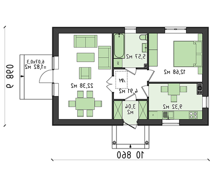 Galería de visualizaciones - Casa pequeña con un amplio salón