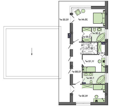 Galería de visualizaciones - Casa original en forma de T de estilo moderno