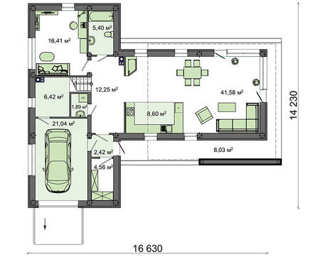 Galería de visualizaciones - Casa original en forma de T de estilo moderno