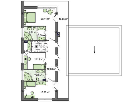 Galería de visualizaciones - Casa original en forma de T de estilo moderno