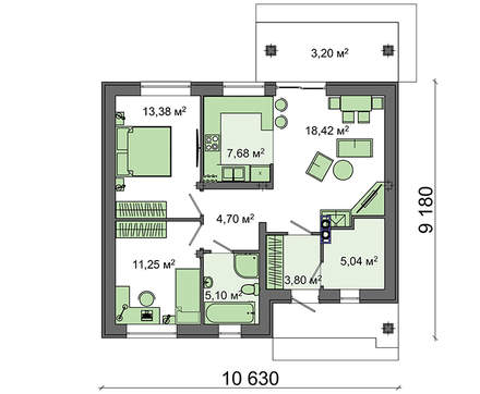 Galería de visualizaciones - Proyecto de una pequeña casa de campo de una planta