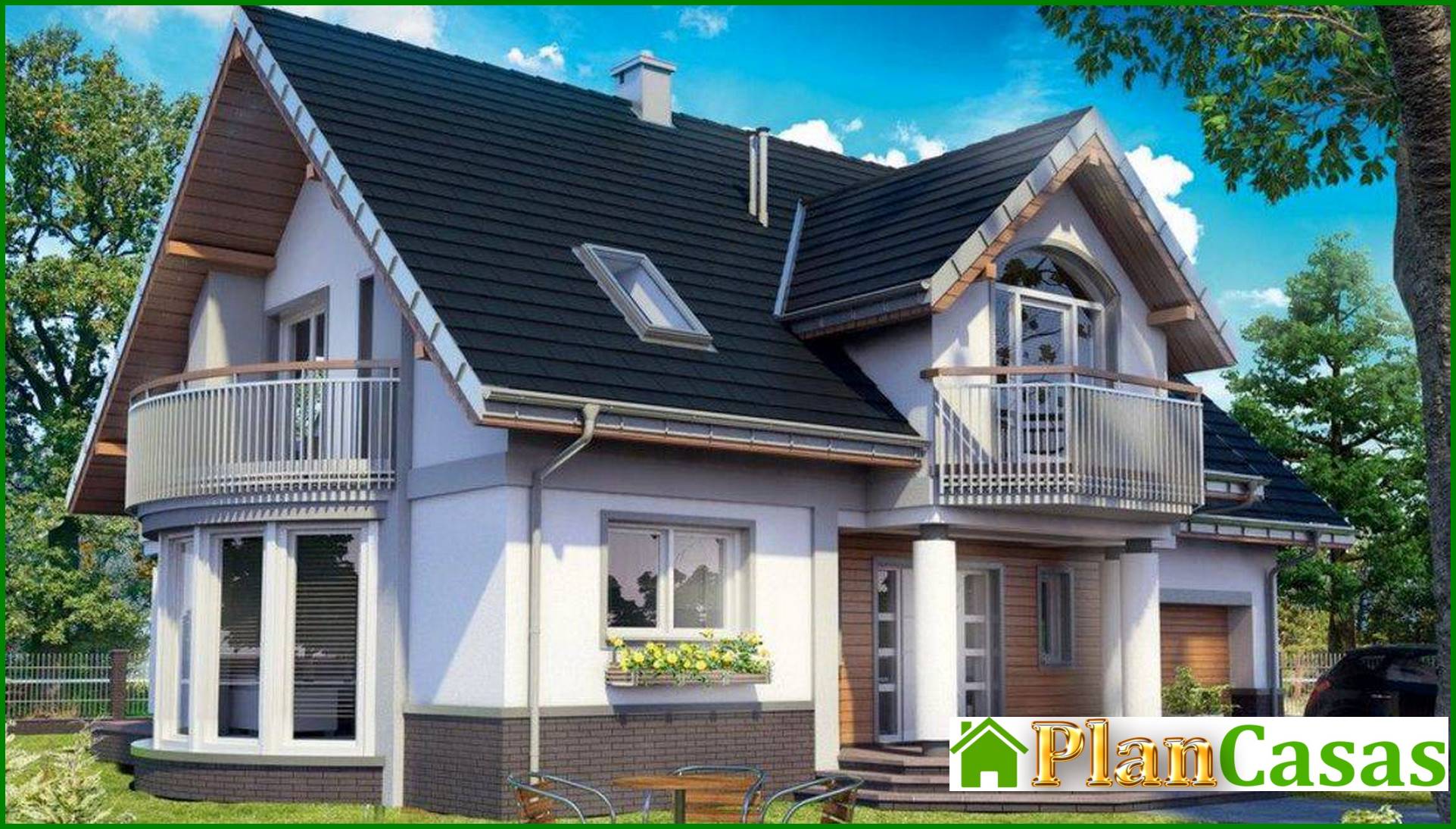 Galería de visualizaciones - Proyecto arquitectónico de casa de campo con sala de estar con mirador