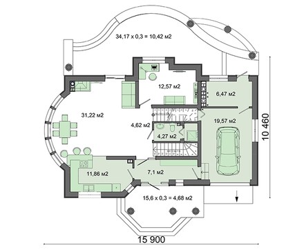 Galería de visualizaciones - Proyecto arquitectónico de casa de campo con sala de estar con mirador