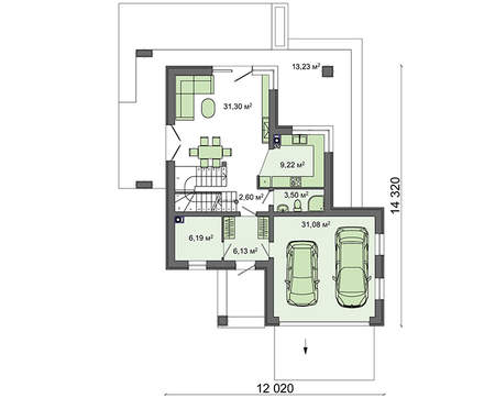 Galería de visualizaciones - Casa de campo de dos plantas con grandes ventanales panorámicos y amplia terraza